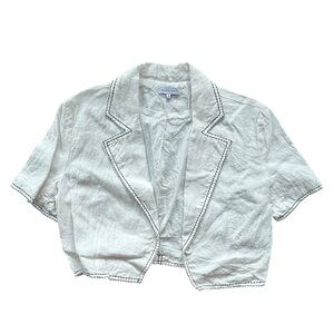 Crescent White Jacket with Black Detailing linen cropped size small